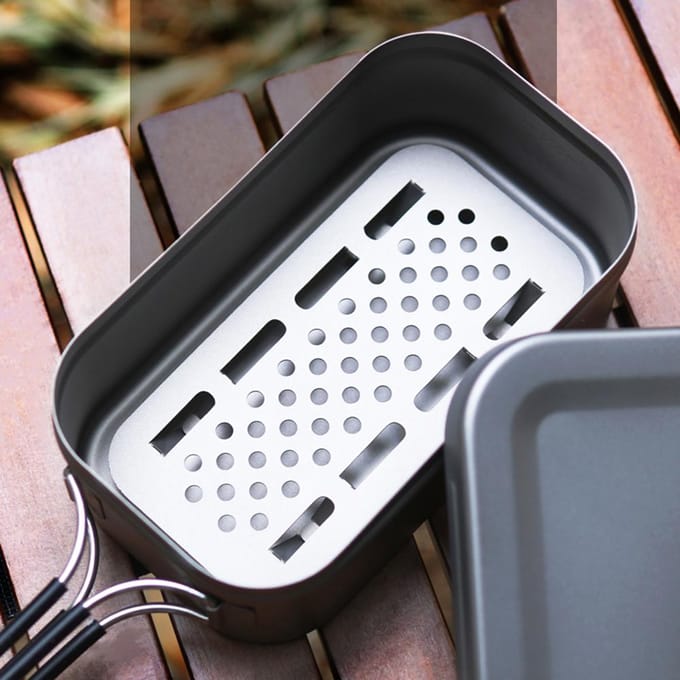 TOMSHOO lunchbox 800 ml titanium lunchvoedselcontainer blikken doos met stoomrek voor buiten 800ml white