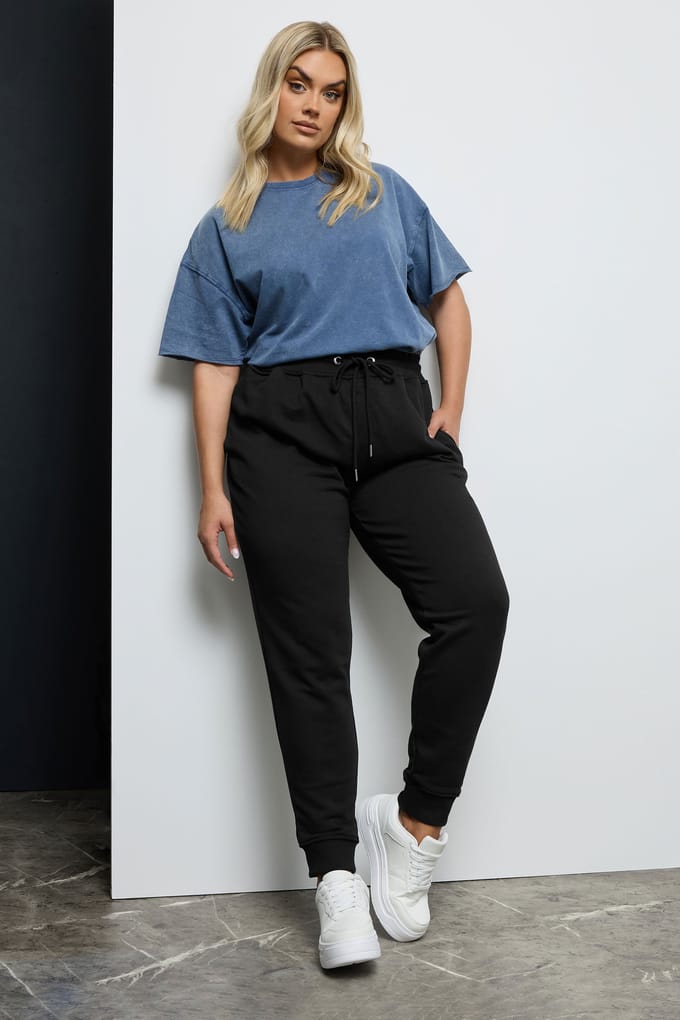 Yours Joggingbroek Met Geribbelde Boorden In Zwartsize 62-64