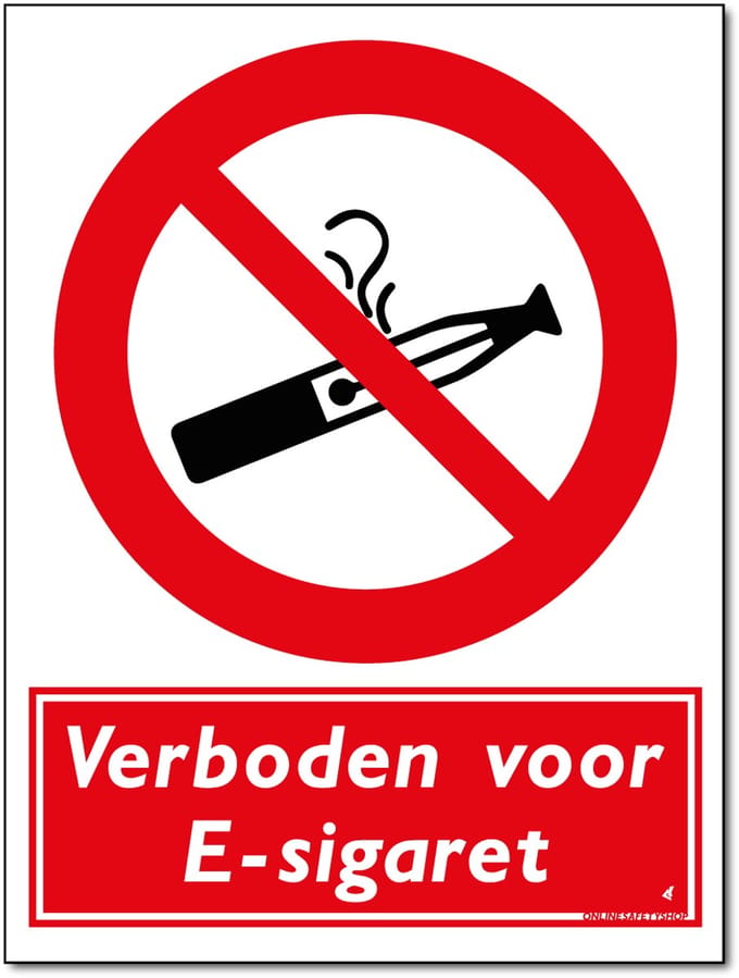 E-sigaret / Vape bord - Verboden - Forex - 30 x 40 cm - Weerbestendig
