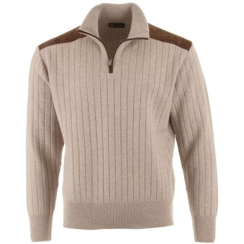 Paul & Shark Trui Suede Wool Cashmere Half Zip Beige / male