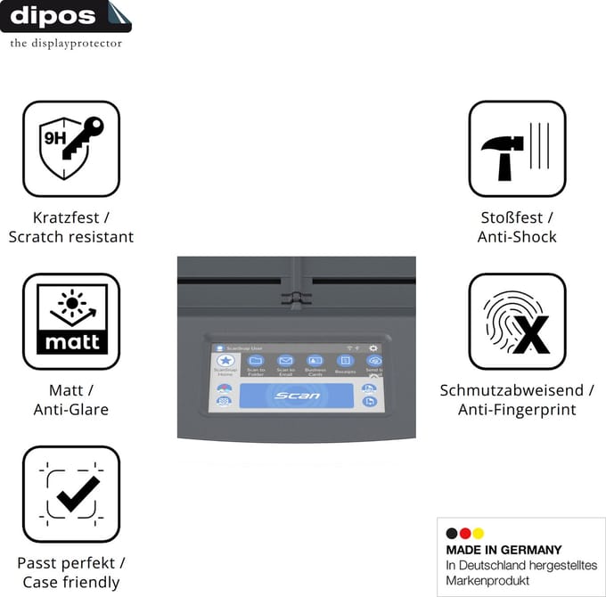 dipos – 2x Matte Pantserfolie geschikt voor ScanSnap iX1600 | 9H Screenprotector