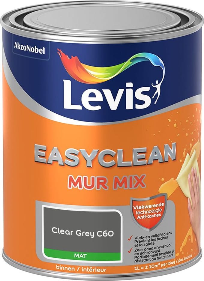 Levis - Easyclean Mur Mat Mix - Clear Grey C60 - Mengverf - 1 L