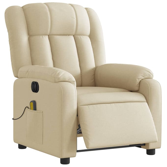 vidaXL - Massagestoel - elektrisch - verstelbaar - stof - crèmekleurig