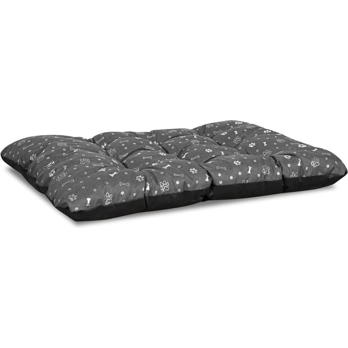 Hondenbedkussen PRESTIGE 80x60 cm waterdicht zilveren botten