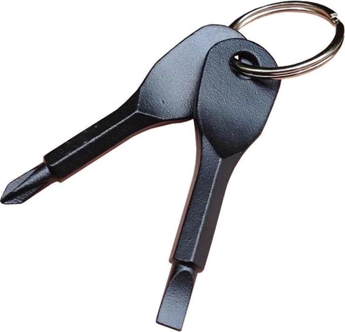 Schroevendraaier Sleutelhanger - Mini Tool - Kleine Klussen - Platkop en Kruiskop - Compact Formaat - Zwart