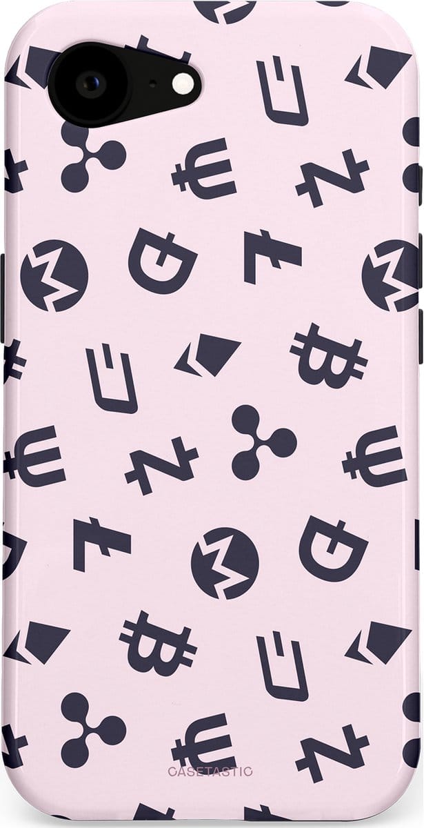 Casetastic hoesje geschikt voor Apple iPhone 16e / Apple iPhone 17e - MagSafe - Dubbellaagse bescherming - Crypto flow - Fashion Case - Lichtgrijs Donkergrijs Wit