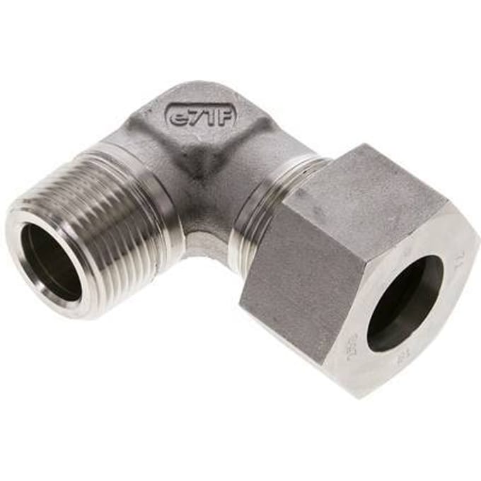 1'' NPT Buitendraad x 25S RVS Elbow 90deg Snijring 400 Bar DIN 2353 - FL2E-MC-ST-100N-25-S