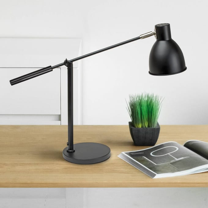 MAULfinja Bureaulamp - Metaal - Zwart - E27 Fitting - Verstelbare Arm - Stijlvol Design - Tafellamp