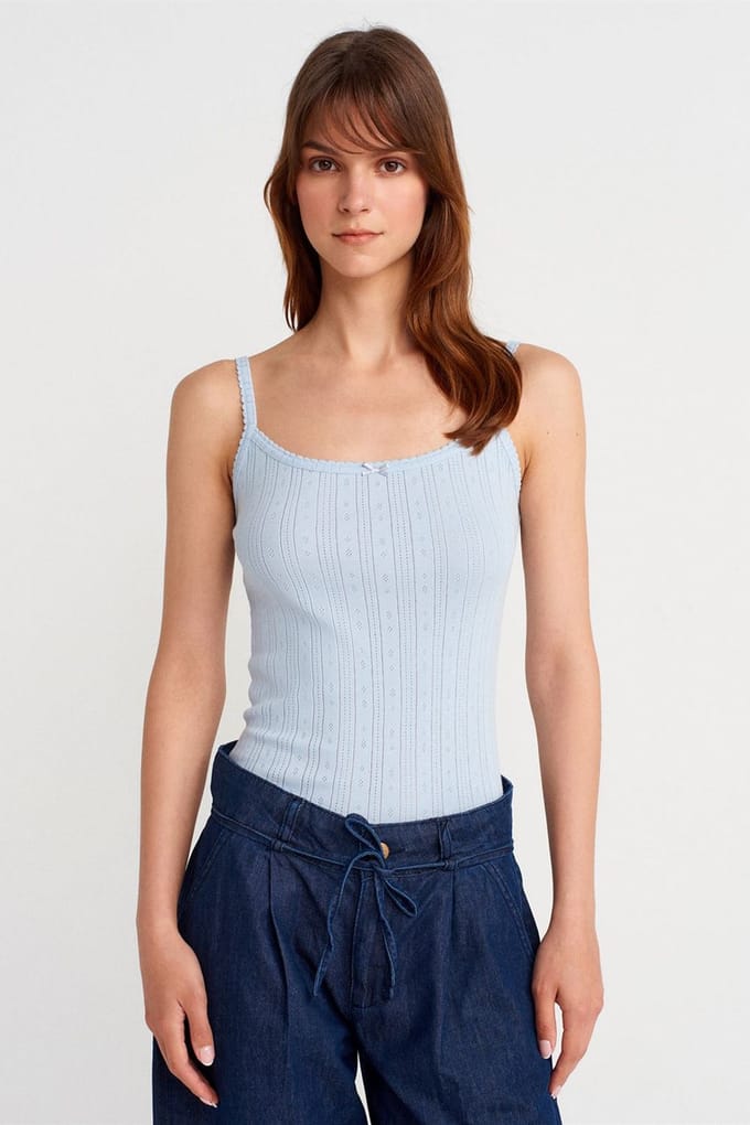 Slim Fit Geribbelde Katoenen Camisole Top
