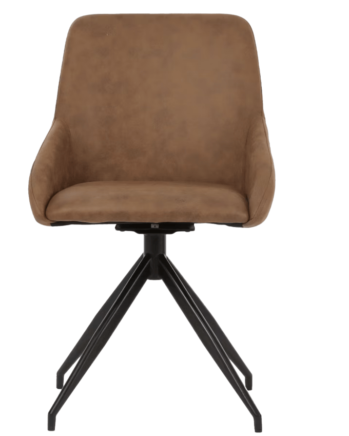 Dutchbone Laurel draaibare eetkamerstoel – elegant design – 360° draaibaar – cognac – 60 x 51 x 85 cm