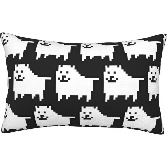 Chien Ennuyeux dans l'Espace Undertale Toby Jeu Vidéo RPG Housse de Coussin Rectangulaire Housse de Coussin Décorative Chambre à Coucher Lit Maison Coussin d'Appoint 50x35cm