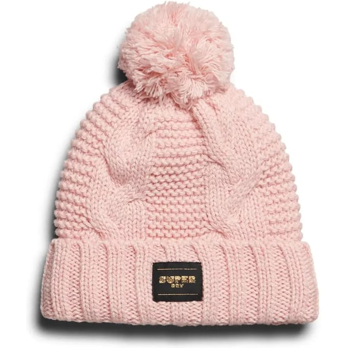 Superdry Kabelgebreide Beanie Roze Grootte: 1SIZE