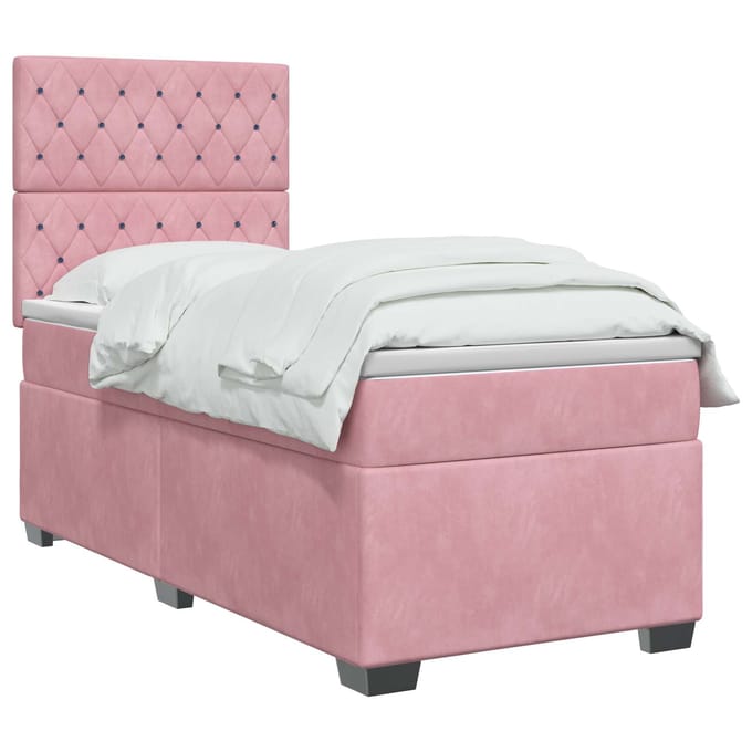 vidaXL - Boxspringbed - met - matras - met - hoofdeinde - Roze - 80 - x - 200 - cm - Fluweel
