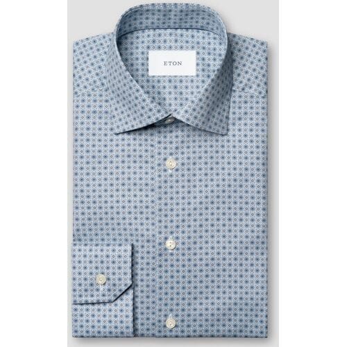 Eton Overhemd Signature Twill Allover Micro Fantasy Floral Pattern Blauw / male
