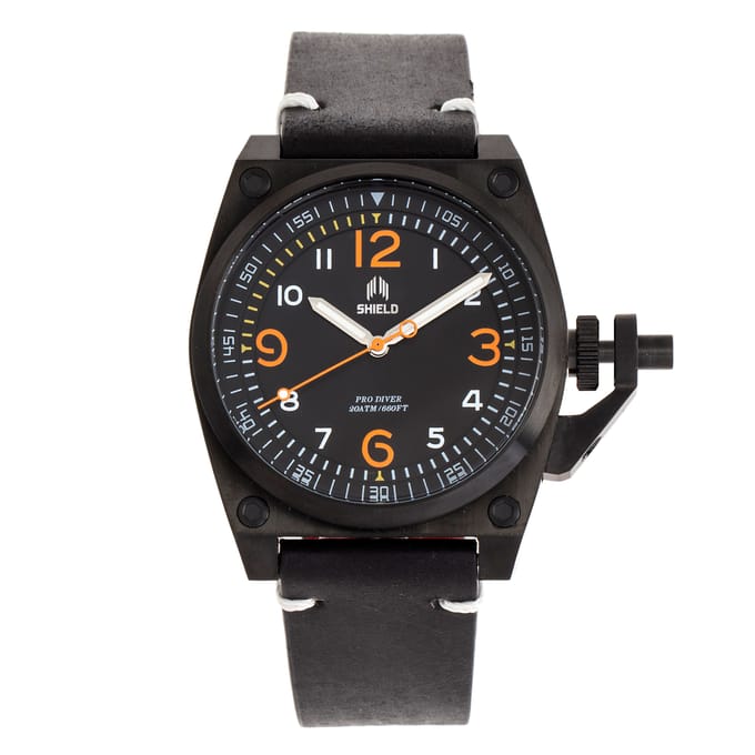 Shield Pascal lederen band heren duikhorloge