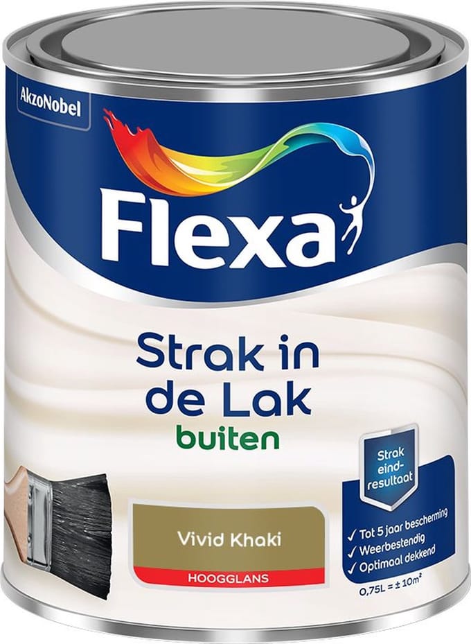 Flexa - Strak In De Lak Buitenlak Hoogglans - Vivid Khaki - Mengverf - 750 Ml