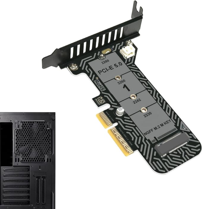 PCI Express Kaart - Interne Controller - Opslag Uitbreiden - 64 Gbps Bandbreedte - Halfhoog - Zwart