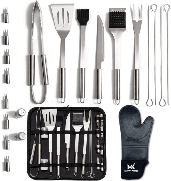 Master knives 22 Delig Bbq Accesoires – Bbq Gereedschap – Bbq Set – RVS
