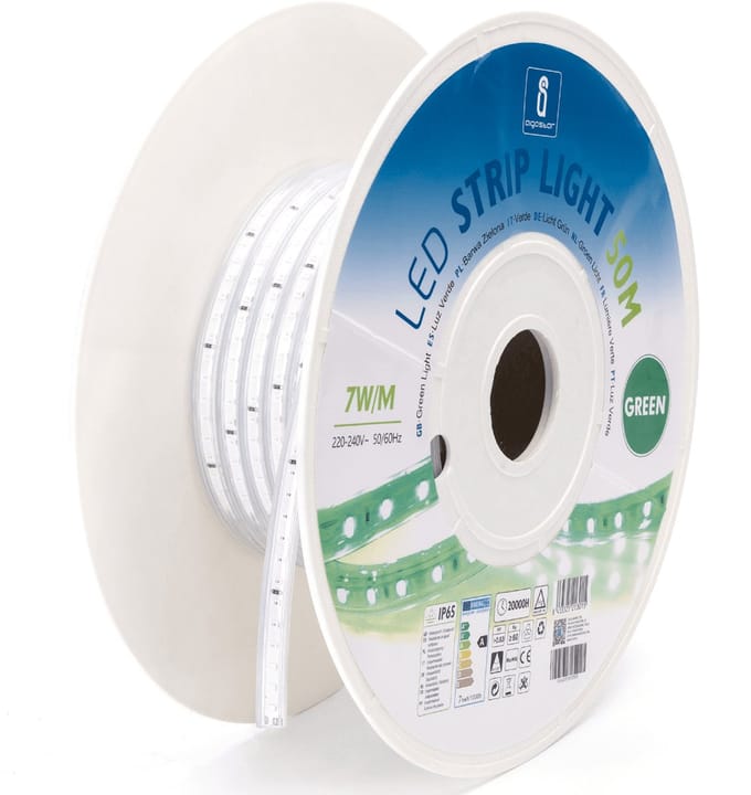 Lichtslang groen - 50 meter - 120 LEDs/meter - 7W/m - sproeidicht IP65 | 230V AC