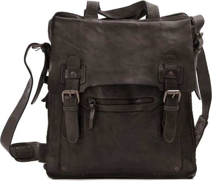 HAROLD'S Leren Schoudertas Submarine Messengerbag Upend Black Zwart