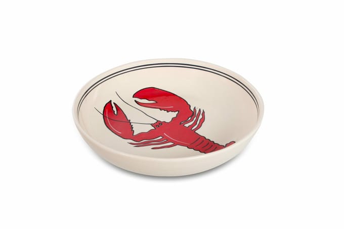 Salade schaal Kreeft Ø 30 cm aardewerk wit creme rood | JA.KR.30 | Dishes & Deco