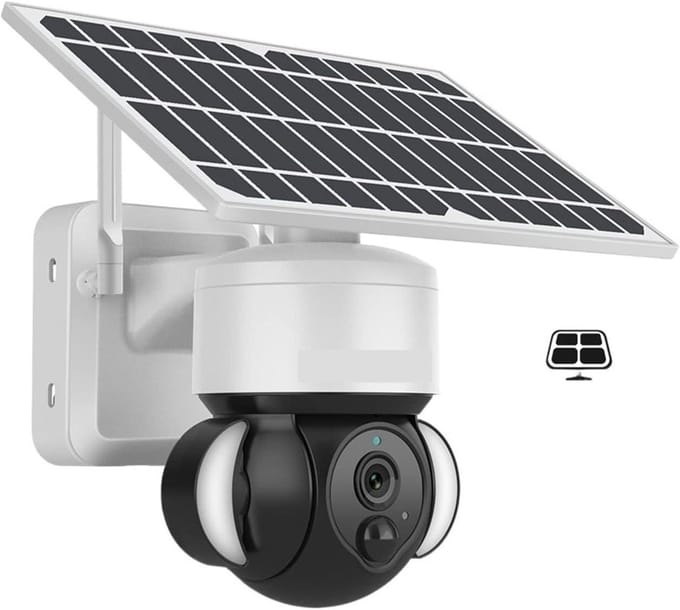 Beveiligingscamera Buiten - Draadloze Camera - Huisbewaking - Zonne-energie Aangedreven - 1080p HD - Wit