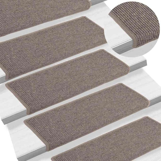 vidaXL - Trapmatten - 15 - st - 65x21x4 - cm - Donkerbeige - Rechthoekige - Rand