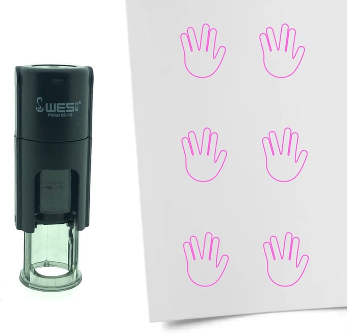CombiCraft Stempel Mr. Spock Greeting 10mm rond - Roze inkt