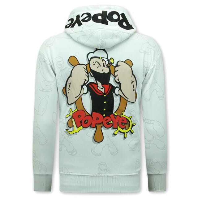 Hoodie Heren met Capuchon - Popeye - Wit