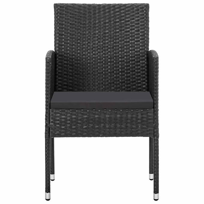 vidaXL - Tuinstoelen - 2 - st - met - zwarte - kussens - poly - rattan - zwart