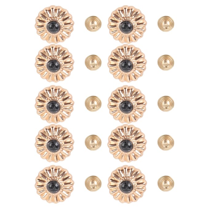 10 Pièces Bouton à Vis 16,5 mm Or Fleur Noir Turquoise Bouton à Vis avec Vis 4,5 mm pour Sac beige