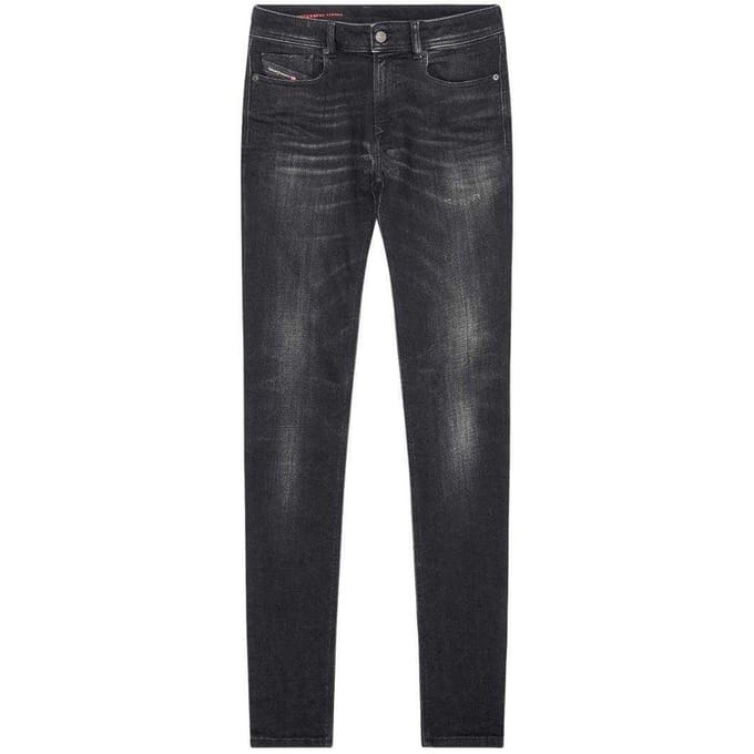 Diesel Mannen Sleenker Vernield Denim Versterkte Jeans (Zwart)