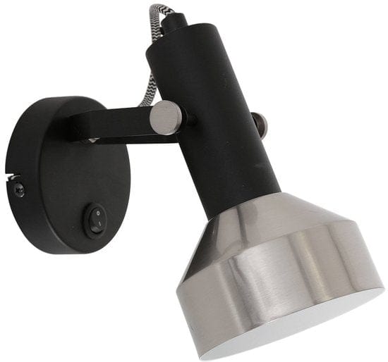 Spot Wandlamp Acier 3337ZW Zwart E27 fitting Draaibaar en Kantelbaar Metaal Mexlite