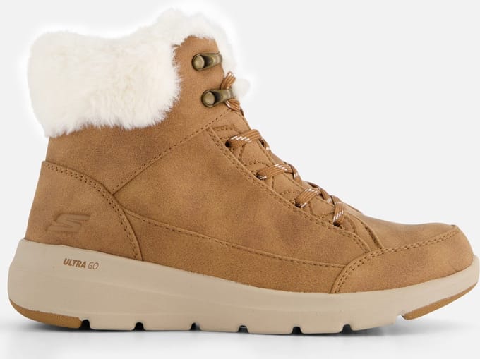 Skechers Glacial Ultra Go dames veterboot - Cognac - Maat 41