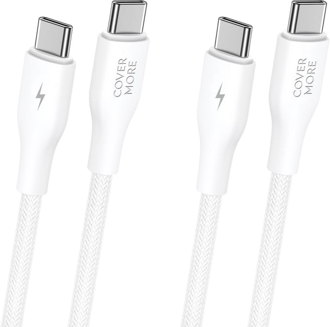 Usb C naar usb C kabel - 1 meter - Snellaadkabel - Snel oplader - Geschikt voor opladen android smartphone met usb C ingang - 2 stuks - Wit
