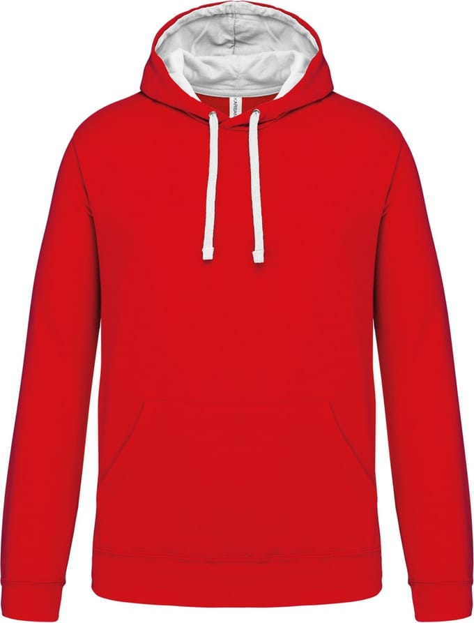 Kariban Hooded sweater met contrasterde capuchon K446 - Red / White - M