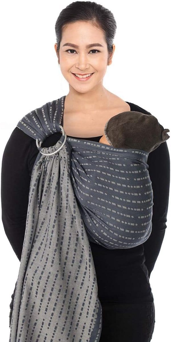 Ergonomische Ringsling van 100% Biologisch Katoen met Gewatteerde Schouderband