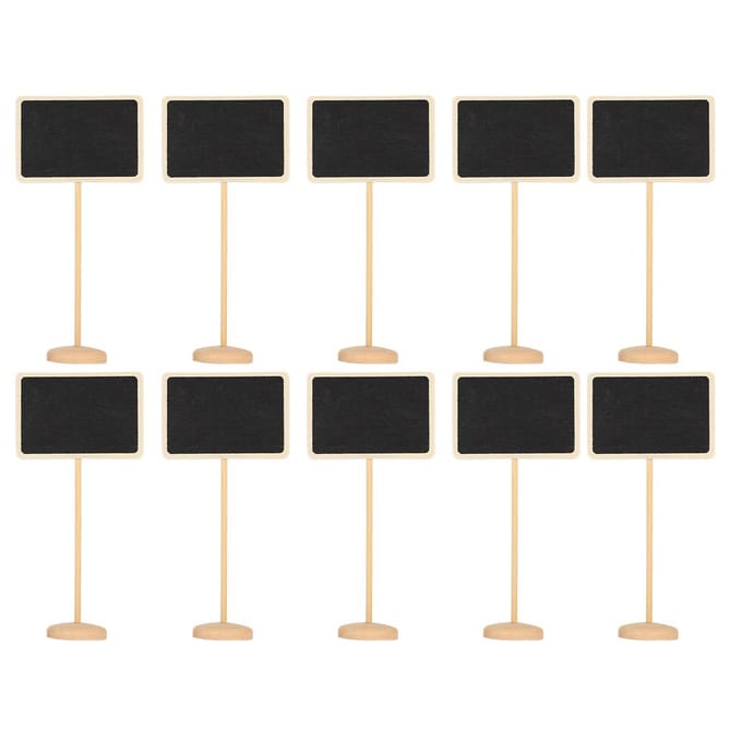 10pcs Mini Panneaux Ardoise Craie Tableau Noir Marque-places Décorations Vase de Bureau beige