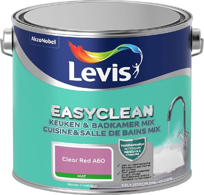 Levis - Easyclean Keuken & Badkamer Mix - Clear Red A60 - Mengverf - 2,5 L