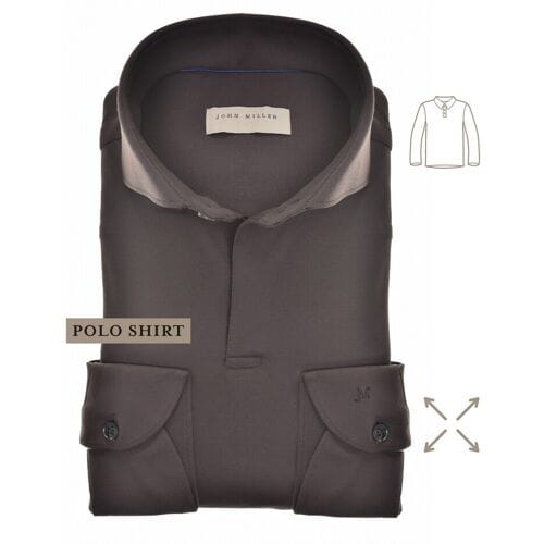 John Miller Polo Slim Hyperstretch Long Sleeve Donker Bruin / male