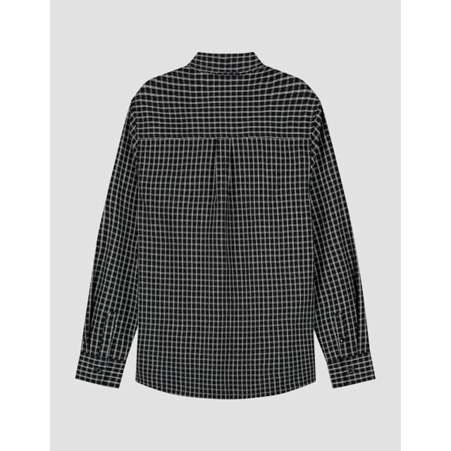 Olaf Checked Seersucker Ls Shirt Lange Mouw Overhemden Zwart M240308