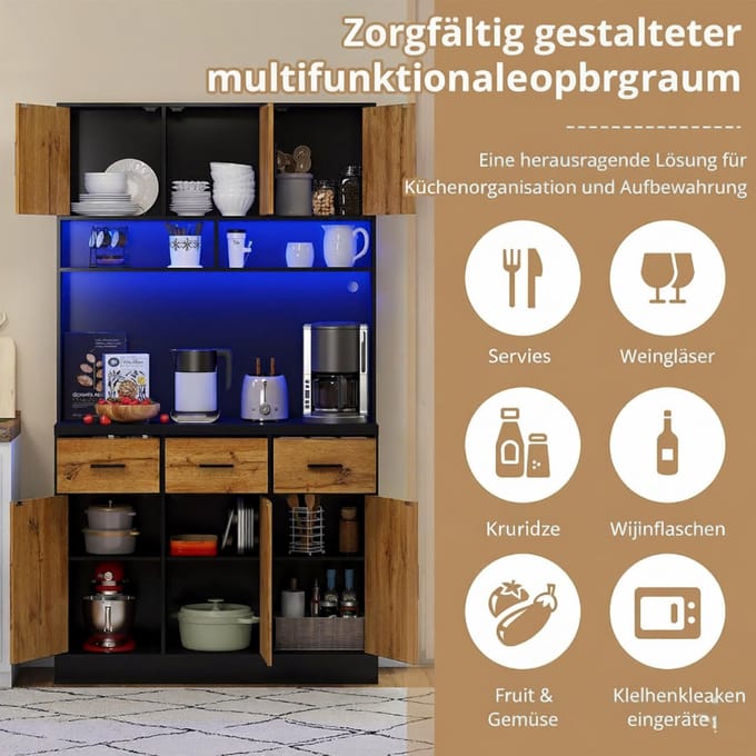 Ladekast - 100x40x180 cm - Zwart - Novihome