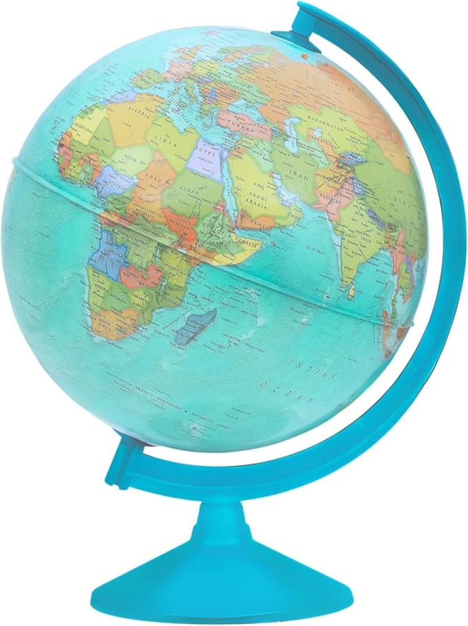 Solidchoice - Wereldbol, 30 cm, Italiaanse Kaart, Draaibaar