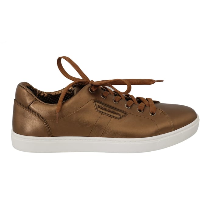 Dolce & Gabbana Gouden Leren Heren Casual Sneakers