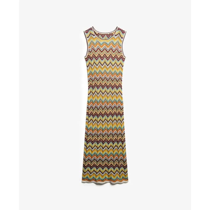 Superdry - Gebreide midi-jurk met zigzagmotief - Dames - Jurken