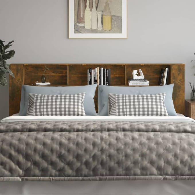 vidaXL - Hoofdbordkast - 220x18,5x104,5 - cm - gerookt - eikenkleurig
