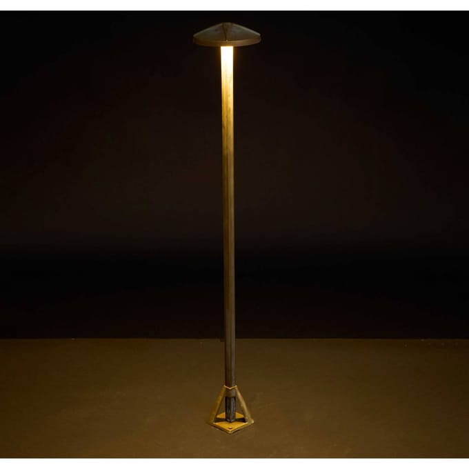 Moretti Luce LED tuinpadverlichting Aura Disk, hoogte 80 cm, antiek messing, IP65