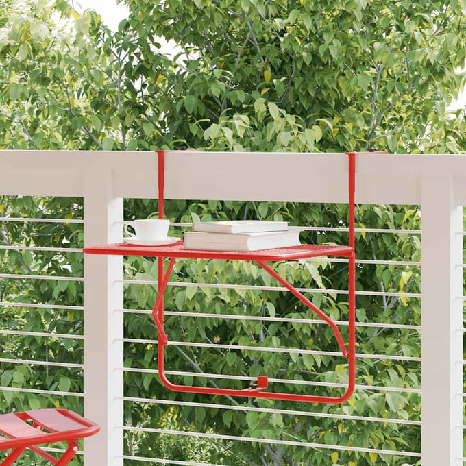 vidaXL - Balkontafel - 60x40 - cm - staal - rood