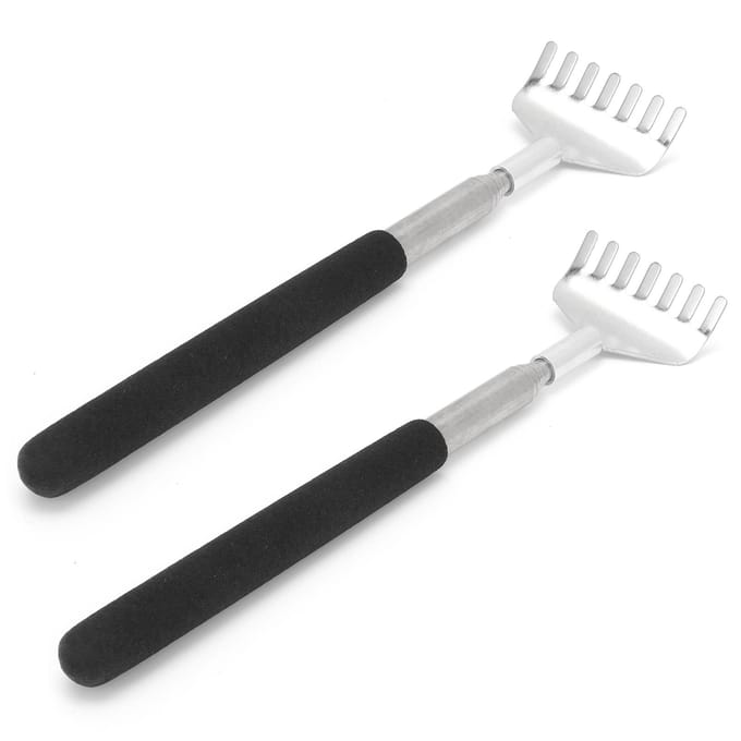 2 Stuks Uitschuifbare Rugkrabber Draagbaar Roestvrijstalen Krabgereedschap 20?68cm gray