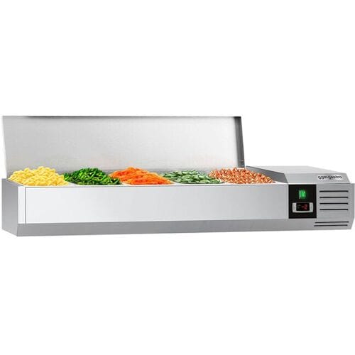 GGM Gastro Opzetkoelvitrine PREMIUM - 1200x335mm - 5x GN 1/4 zilver